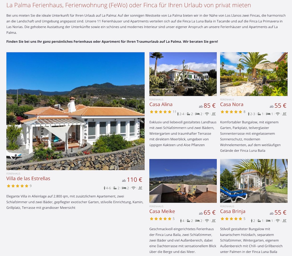 La Palma – Ferienhaus oder Ferienwohnung privat mieten