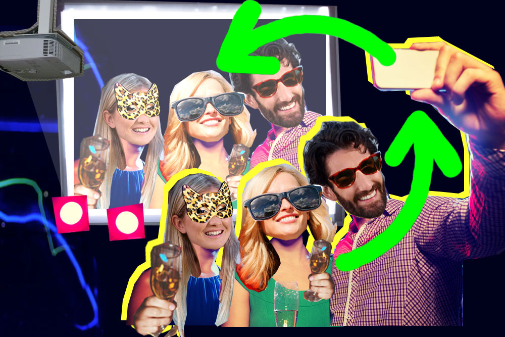 Silvester mit der Selfiewall – Partyfotos live vom Handy der Gäste auf den Beamer posten