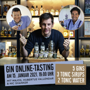 Wajos veranstaltet Gin Online-Tasting am 15.01. mit Barkeeper Nic Shanker & Destillateur Hubertus Vallendar