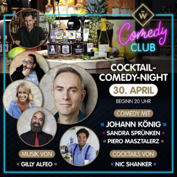 Wajos veranstaltet am 30.04. Cocktail Comedy Night mit Comedians wie Johann König & Star-Barkeeper Nic Shanker