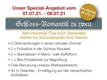 Schloss-Romantik zu zweit auf der Ostseeinsel Usedom