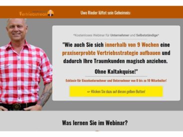 Webinar von Uwe Rieder, der bayerische Vertriebsfreak: „Vertriebsstrategie aufbauen und Traumkunden anziehen!“