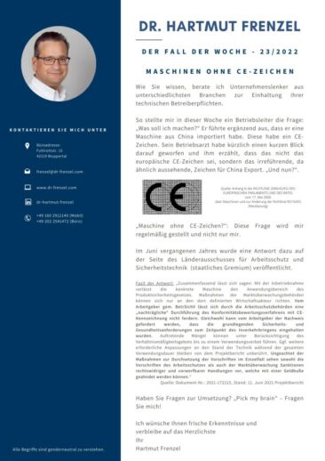 Der Fall der Woche | Maschinen ohne CE-Zeichen