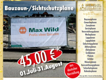 Bauzaunplanen / Sichtschutzplanen – Aktion