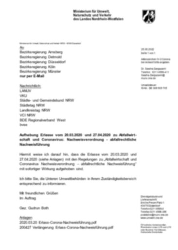 NRW: Abfallwirtschaft und Coronavirus