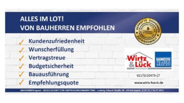 WIRTZ & LÜCK WOHNBAU GMBH wird 2022 erneut von ihren Bauherren ausgezeichnet