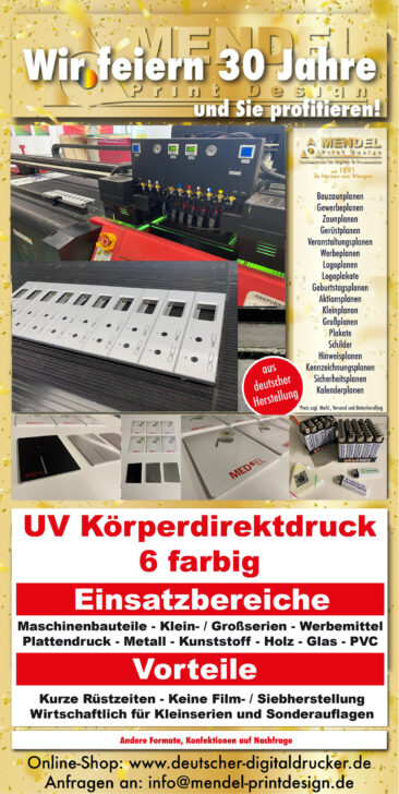 UV Körperdirektdruck, Direktdruck, Plattendruck, Bautafeln