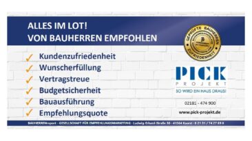 PICK PROJEKT GMBH/Grevenbroich: Von Bauherren auch 2022 als Top-Anbieter bewertet