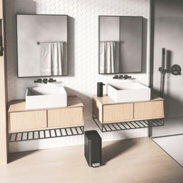 mattschwarze Haushaltshelfer von simplehuman im minimalistischen Design für Bad und Küche!