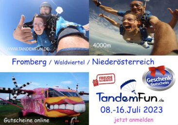 Fallschirmspringertreffen im Juli 2023 in Fromberg Niederösterreich mit Tandemfun