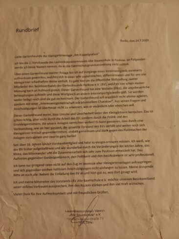 Zum Pankower Kleingarten-Skandal: Viola Kleinau und ihre alten Freunde: Marmorstein und Eisen bricht, aber …
