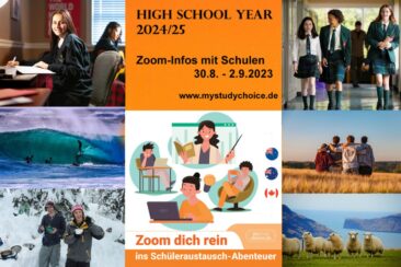 Auslandsschuljahr 2024/25: Auch 3 Monate möglich – Zoom-Infos vom 30.8.-2.9. mit Schulen aus dem Ausland