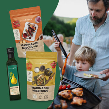 Jetzt neu bei pure & spice: Marinaden Sets in den Sorten „Curry Spice“ & „Smokey Paprika“