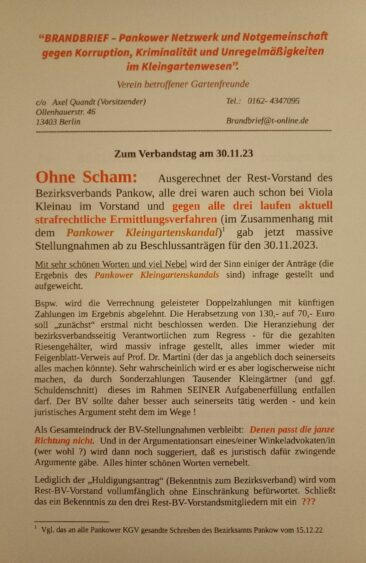 Massive Einflußnahme-Versuche des Rest-Vorstands des Bezirksverbands Pankow auf die Abstimmungen am 30.11.23.