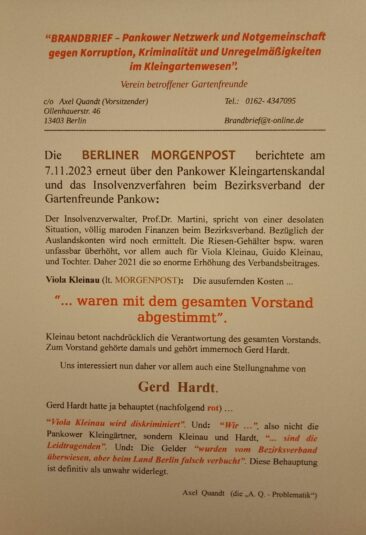 Viola Kleinau (lt. MORGENPOST): Die ausufernden Kosten … “… waren mit dem gesamten Vorstand abgestimmt”.