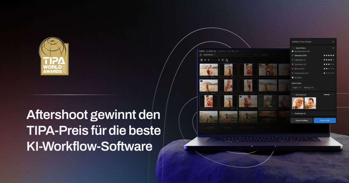 Aftershoot gewinnt den renommierten TIPA-Award für die beste KI-Workflow-Software