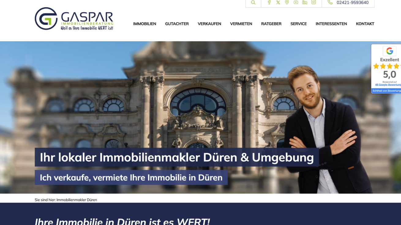 Ihr erfahrener Immobilienmakler in Düren und die Region: Gaspar Immobilienberatung