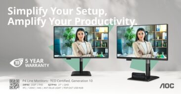 Die AOC Professional P4-Serie: 120 Hertz, Pop-out-USB-Hub und 5 Jahre Garantie