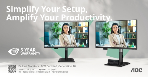 Die AOC Professional P4-Serie: 120 Hertz, Pop-out-USB-Hub und 5 Jahre Garantie