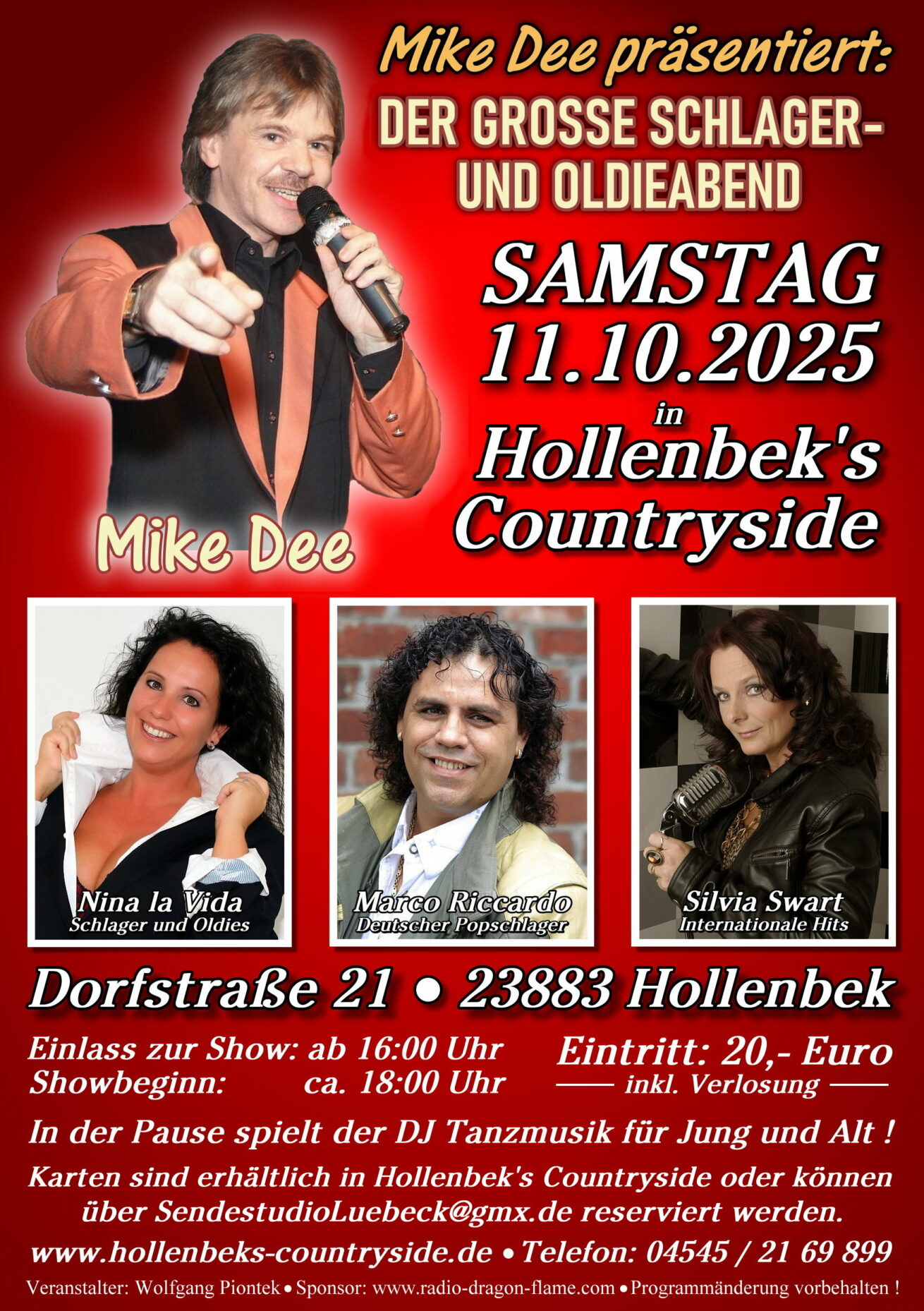 Die „Original Kultshow“ mit Mike Dee gastiert in Hollenbek
