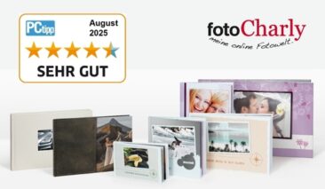 SEHR GUT für fotoCharly im PCtipp Fotobuch Test 2025