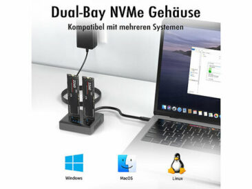 Xystec Dual-Bay-Dockingstation für M.2-SSD-Speicher zum Klonen ohne PC