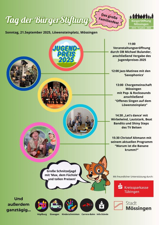 10 Jahre BürgerStiftung Mössingen – Tag der BürgerStiftung lädt zum Mitfeiern ein
