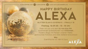 Das ALEXA lädt zur Geburtstagparty am 12. September ein