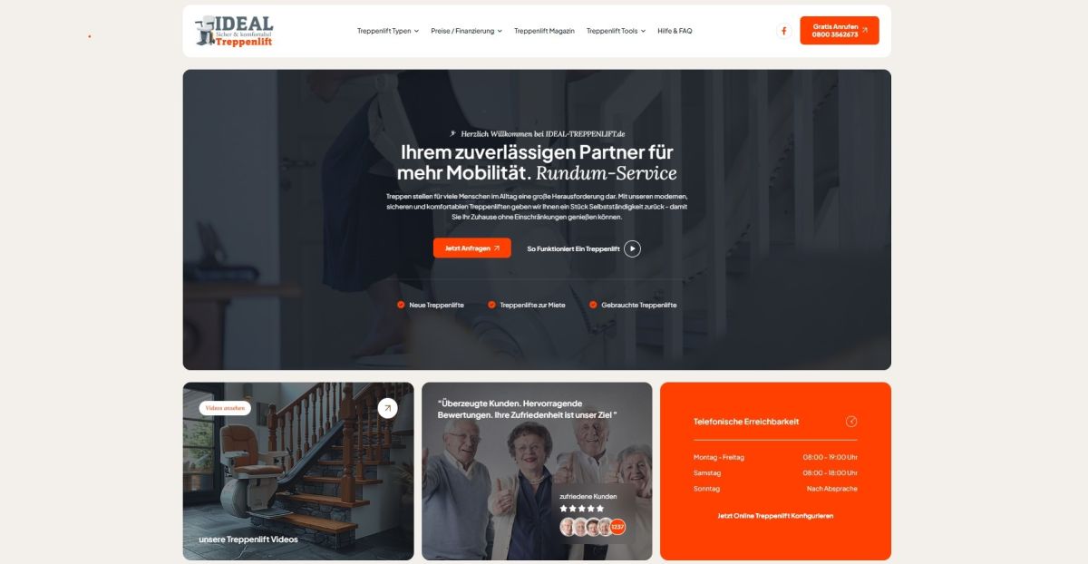 Ideal Treppenlift startet mit neuem Webauftritt durch – moderner mit innovativem Preis-Rechner