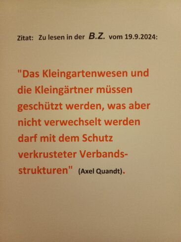 Offener Brief an Kleingärtnerfunktionär Henry Düring-Bienemann. Kehrtwende weiterhin in Pankow nicht in Sicht.