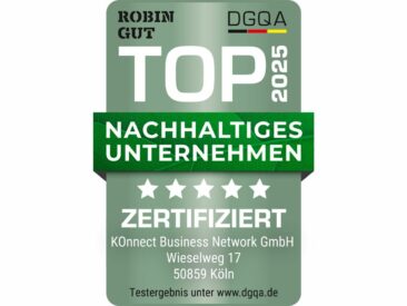 WECON-Netzwerke ausgezeichnet: KOnnect Business Network GmbH erhält Gütesiegel “Nachhaltiges Unternehmen”