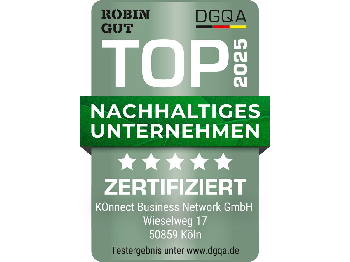 WECON-Netzwerke ausgezeichnet: KOnnect Business Network GmbH erhält Gütesiegel “Nachhaltiges Unternehmen”