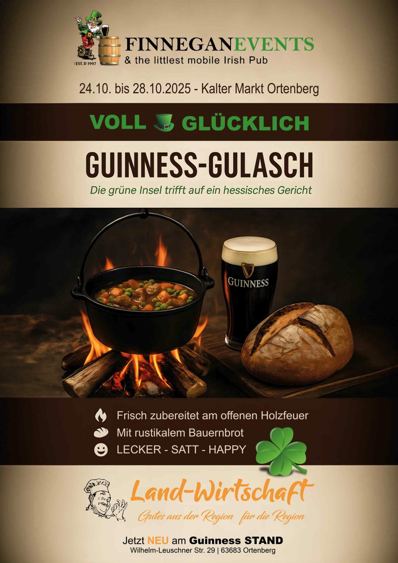 Ein Stück Irland auf dem Kalten Markt: Finnegan Events bringt Guinness-Genuss nach Ortenberg