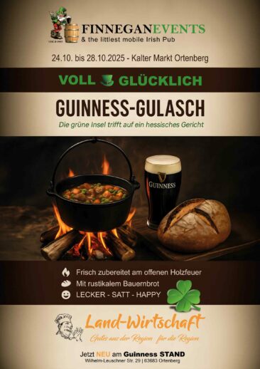 Ein Stück Irland auf dem Kalten Markt: Finnegan Events bringt Guinness-Genuss nach Ortenberg