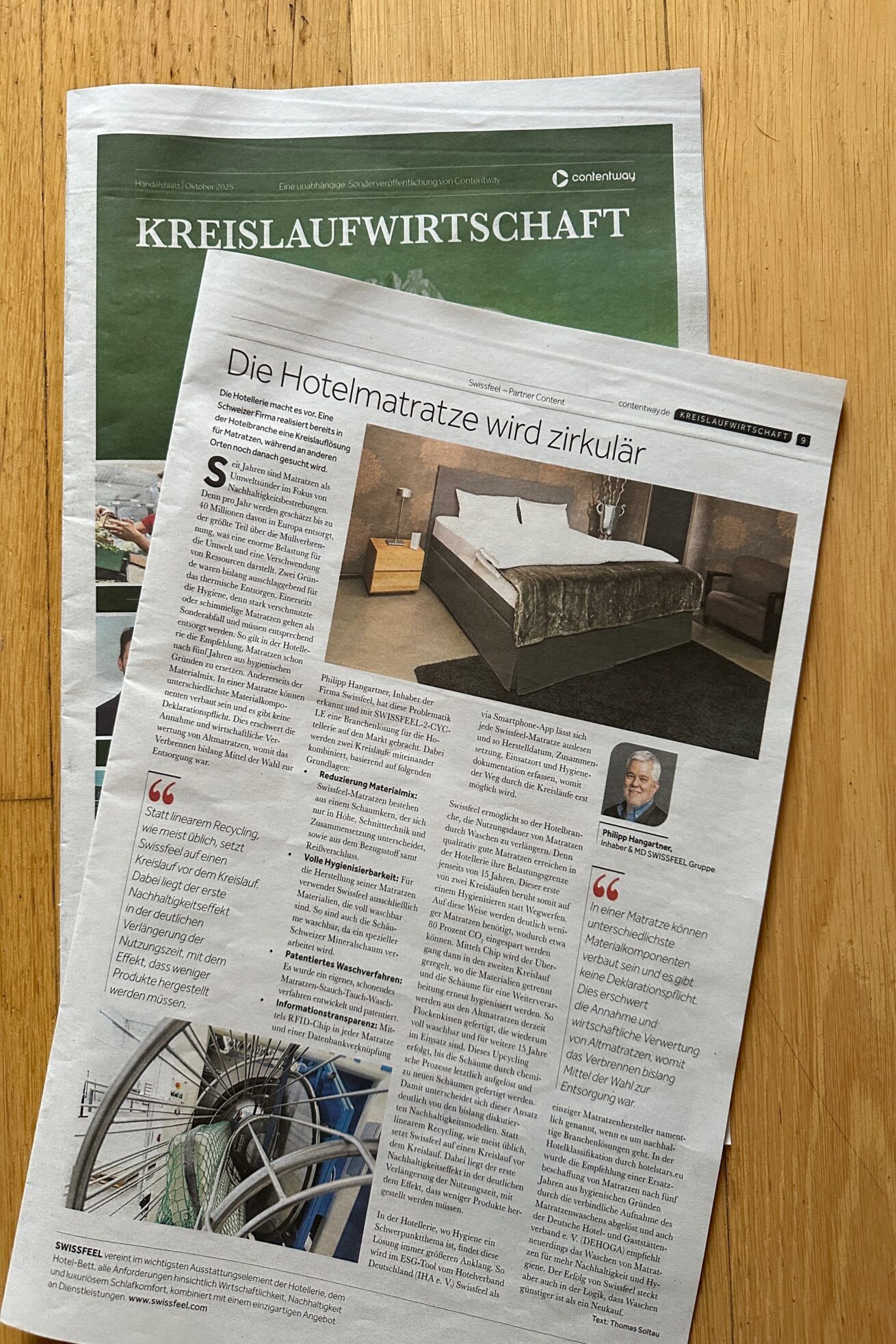 Handelsblatt präsentiert zirkuläre Hotelmatratze: doppelter Kreislauf als Modell für nachhaltige Hotellerie