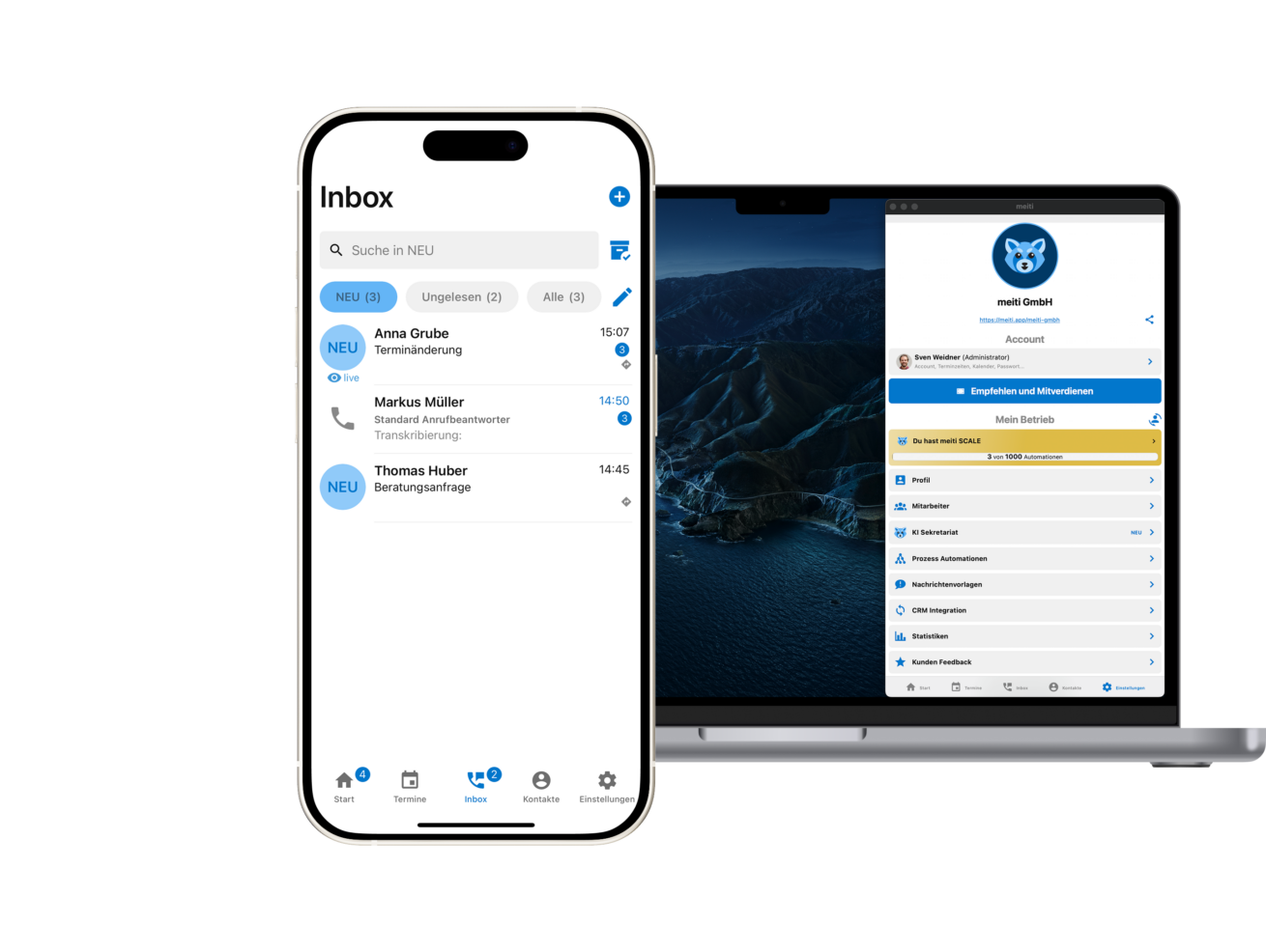 KI-Sekretariat meiti integriert mit HERO Software und erleichtert Handwerksbetrieben die Büroarbeit