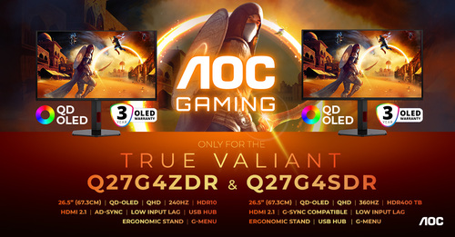 AOC GAMING Q27G4ZDR und Q27G4SDR: Power plus QD-OLED-Qualität im eleganten G4-Design