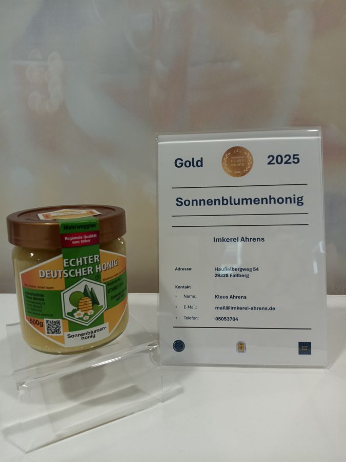Deutscher Honig der Imkerei Ahrens beim Eurobee Honey Award mehrfach Ausgezeichnet !