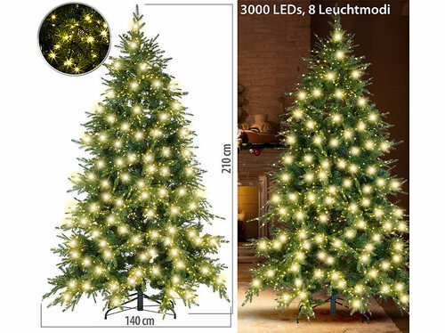 infactory Künstlicher Premium-Weihnachtsbaum mit 3.000 LEDs