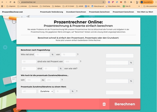 Prozentrechner.de vereinfacht Alltagsmathematik kostenlos
