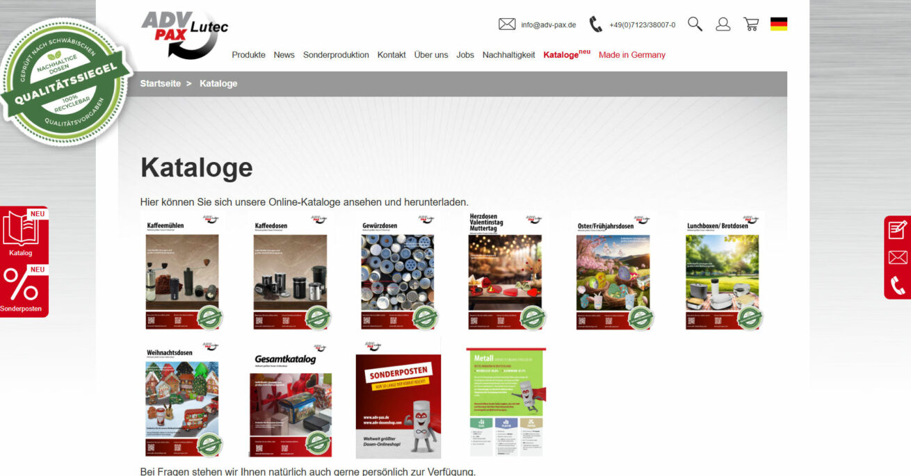 ADV PAX Kataloge downloaden und in Ruhe stöbern