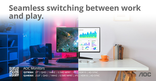 AOC Q24B36X und Q27B36X mit 144 Hz und 0,5 ms MPRT