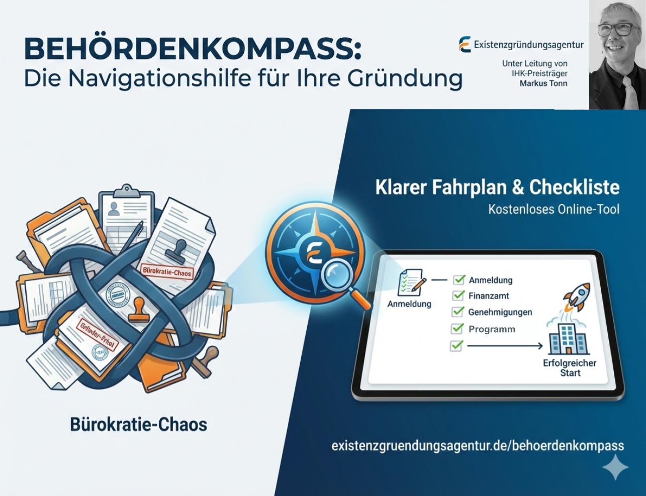 Existenzgründungsagentur startet „Behördenkompass“: Schluss mit dem Bürokratie-Chaos Gründung