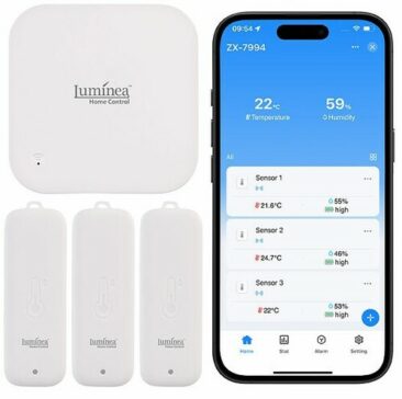 Luminea Home Control 3er-Set Temperatur- & Feuchtigkeitssensoren THS-100