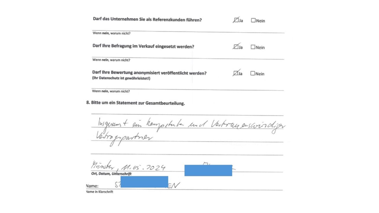 Rückläufer aus Kundenbefragungen sind ideale Quelle für Qualitätsauftritt im Handwerk