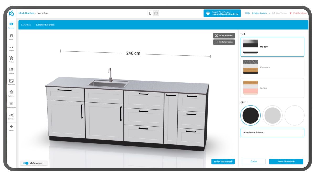 Outdoorküchen online verkaufen: K3-Modulküche unterstützt den Vertrieb