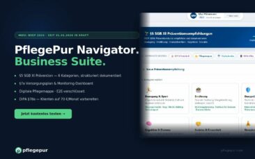 PflegePur Navigator: §7a Versorgungsplan, digitale Pflegemappe und §5 Prävention jetzt in einer App