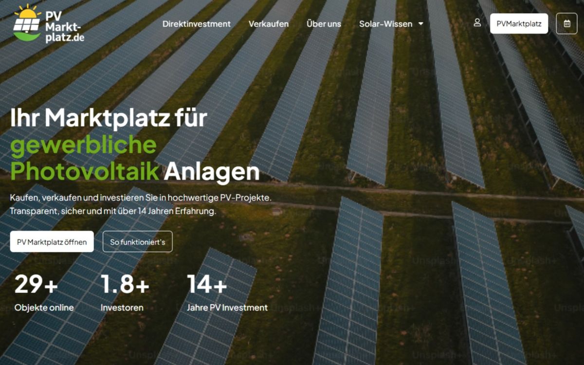 PVMarktplatz Relaunch: Transparenter Marktplatz für gewerbliche Photovoltaik-Investments