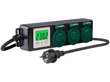 revolt 3-fach-Outdoor-Steckdosenleiste & -Energiekostenmesser