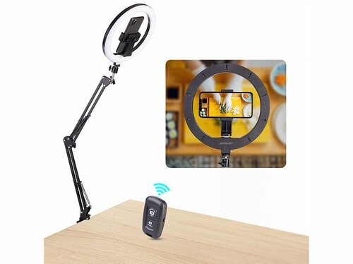 Somikon Dokumentenscanner- und Overhead-Stativ mit 10″-Ringlicht